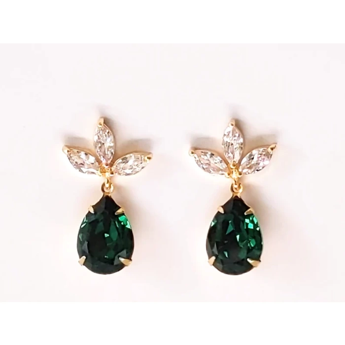 Emerald Crystal Post Earrings Emerald Green Earrings Bridesmaid Jewelry Gifts Crystal Post Earrings Emerald Drop Earrings Prom Earrings | Save 33% - Rajasthan Living 5