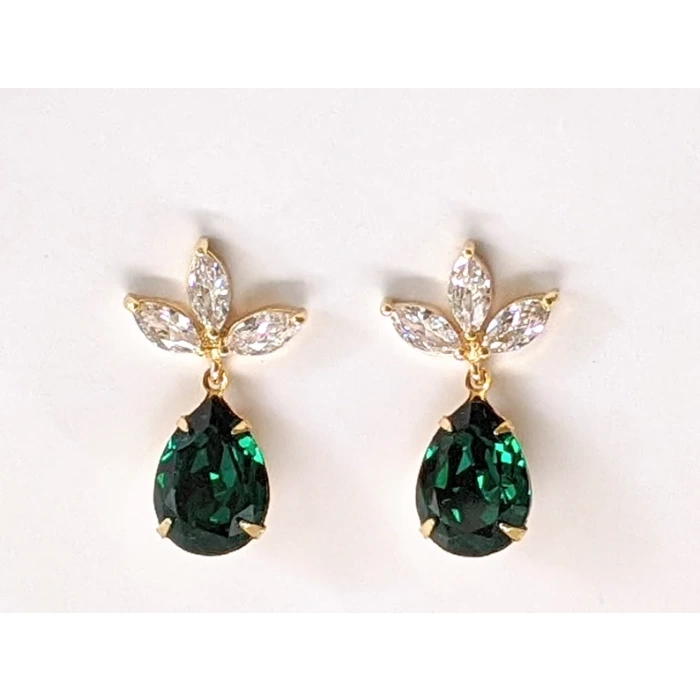 Emerald Crystal Post Earrings Emerald Green Earrings Bridesmaid Jewelry Gifts Crystal Post Earrings Emerald Drop Earrings Prom Earrings | Save 33% - Rajasthan Living 6