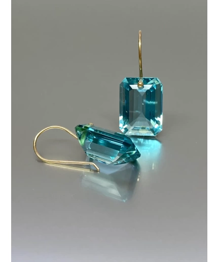 14K Gold Blue Topaz Earrings(32cts), Topaz Drop Earring, Sky Blue Earring, December Birthstone earring, Topaz Jewelry | Save 33% - Rajasthan Living 3