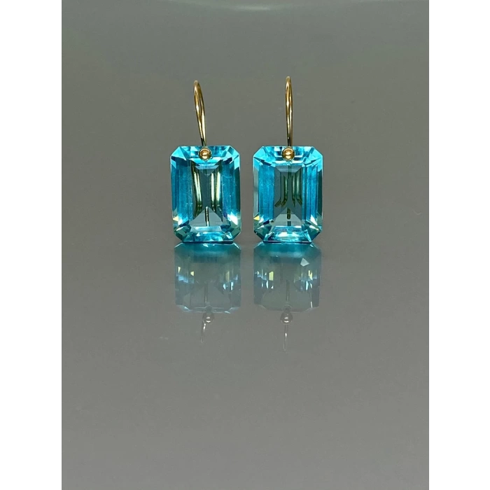 14K Gold Blue Topaz Earrings(32cts), Topaz Drop Earring, Sky Blue Earring, December Birthstone earring, Topaz Jewelry | Save 33% - Rajasthan Living 5