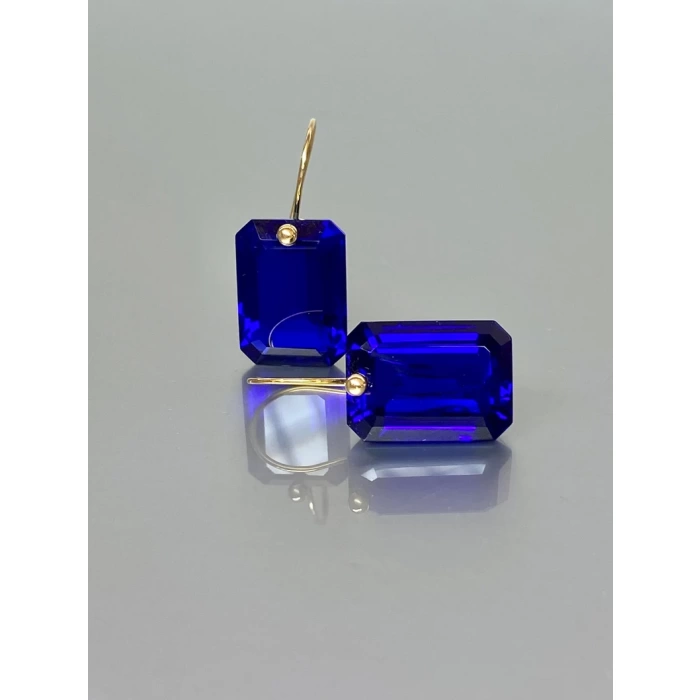 14K Gold Blue Sapphire Earrings (32 ct), Sapphire Dangle Earrings, September birthstone, Sapphire Jewellery Gift For Her | Save 33% - Rajasthan Living 6