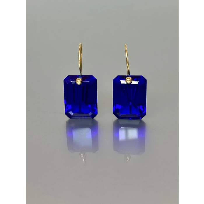 14K Gold Blue Sapphire Earrings (32 ct), Sapphire Dangle Earrings, September birthstone, Sapphire Jewellery Gift For Her | Save 33% - Rajasthan Living 5