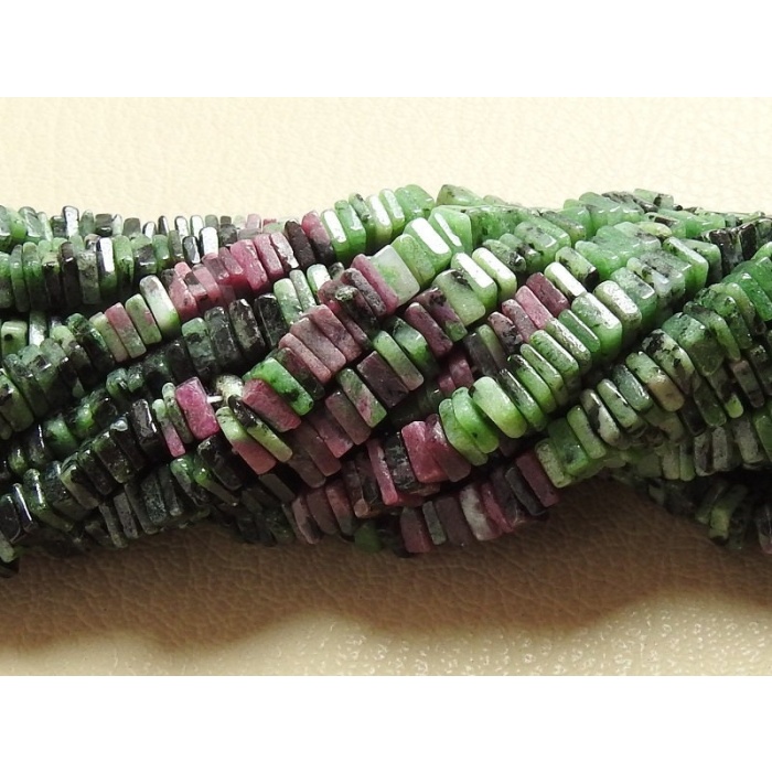 Ruby Zoisite Smooth Heishi,Square,Cushion Shape Bead,Multi Shaded,Pink,Green,Loose Stone,Wholesale Price,16Inch Strand,100%Natural PME-H1 | Save 33% - Rajasthan Living 5