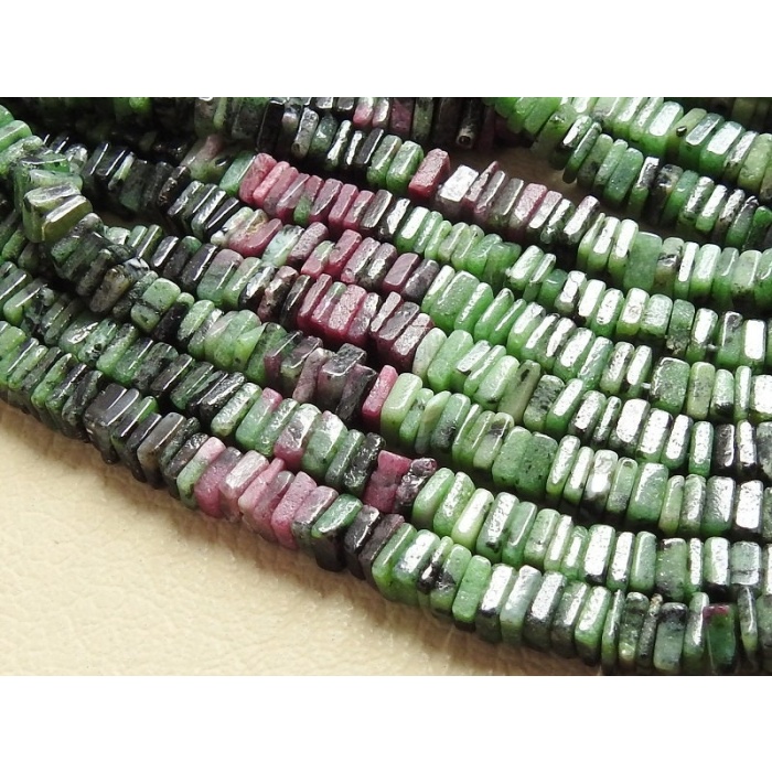 Ruby Zoisite Smooth Heishi,Square,Cushion Shape Bead,Multi Shaded,Pink,Green,Loose Stone,Wholesale Price,16Inch Strand,100%Natural PME-H1 | Save 33% - Rajasthan Living 7