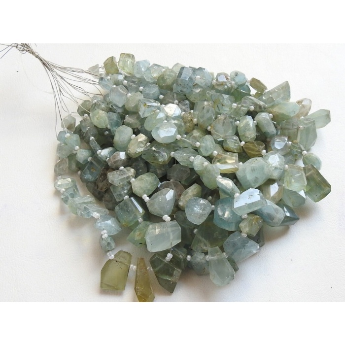 Aquamarine Faceted Fancy Cut Briolette,Tumble,Nuggets,Loose Stone,Handmade,Irregular Shape Bead 8Inch Strand 18X10To7X5MM Approx BR4 | Save 33% - Rajasthan Living 8