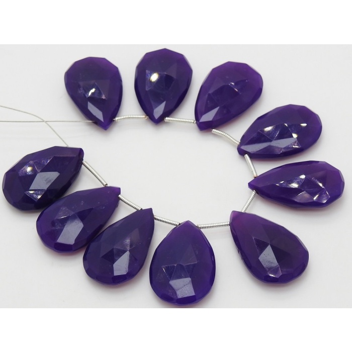 Dark Purple Chalcedony Faceted Teardrop,Drop,Handmade,Loose Stone,Earrings Pair,Wholesaler,Supplies,25X15MM Approx,PME-CY3 | Save 33% - Rajasthan Living 5