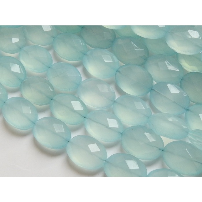 Aqua Blue Chalcedony Faceted Tumble,Oval Shape,Loose Beads,14Pieces Strand 14X10MM Approx,Wholesale Price,New Arrival,(pme)CY2 | Save 33% - Rajasthan Living 5