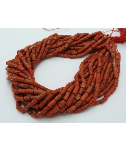 Red Coral Smooth Tube,Drum,Cylinder Shape Bead,Handmade,Loose Stone,Necklace,Wholesaler,Supplie 16Inch 12X6To7X6MM Approx 100%NaturalBK(CR2) | Save 33% - Rajasthan Living