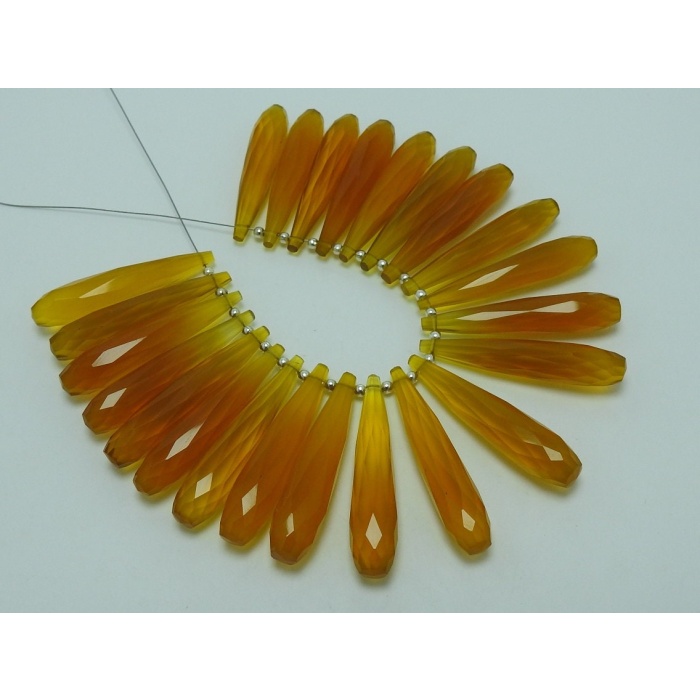 Honey Chalcedony Elongated Drop,Teardrop,Yellow Color,Loose Stone,For Making Jewelry,Earrings Pair,Wholesaler,35MM Long Approx pme-CY2 | Save 33% - Rajasthan Living 5