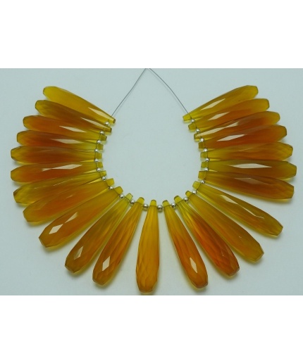 Honey Chalcedony Elongated Drop,Teardrop,Yellow Color,Loose Stone,For Making Jewelry,Earrings Pair,Wholesaler,35MM Long Approx pme-CY2 | Save 33% - Rajasthan Living 3