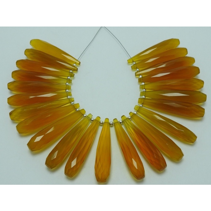 Honey Chalcedony Elongated Drop,Teardrop,Yellow Color,Loose Stone,For Making Jewelry,Earrings Pair,Wholesaler,35MM Long Approx pme-CY2 | Save 33% - Rajasthan Living 6