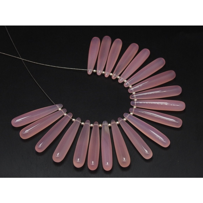 Rose Pink Chalcedony Smooth Elongated Drop,Teardrop,Loose Bead,Earring Pair,Wholesale Price,New Arrival 35MM Long Approx PME-CY1 | Save 33% - Rajasthan Living 9