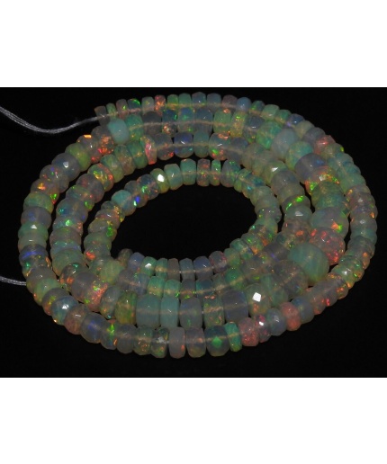 Natural Ethiopian Opal Faceted Roundel Beads,Multi Fire,Handmade,Loose Stone 9Inch Strand 4To7MM Approx Wholesale Price New Arrival PME-EO2 | Save 33% - Rajasthan Living 5