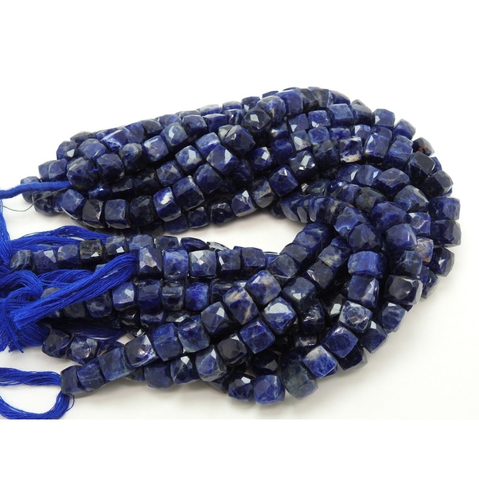 Natural Sodalite 9 Inch Strand Faceted Cube Box Shape Bead 7X8 MM Approx Wholesale Price New Arrival PME(CB1) | Save 33% - Rajasthan Living 11