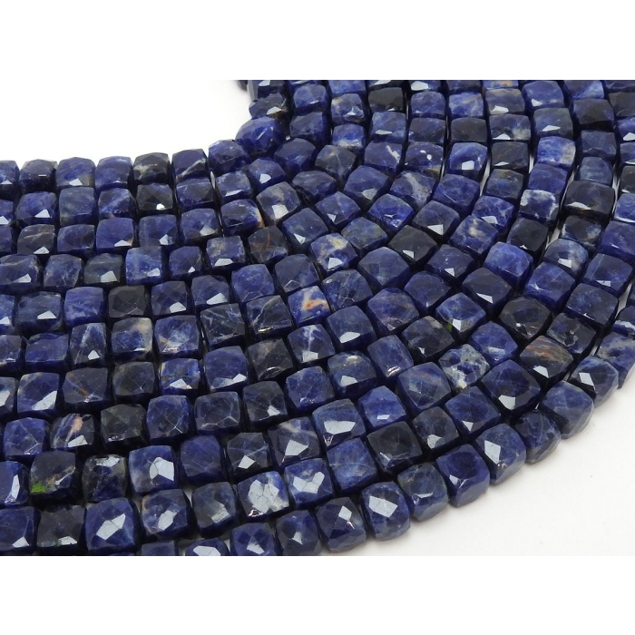 Natural Sodalite 9 Inch Strand Faceted Cube Box Shape Bead 7X8 MM Approx Wholesale Price New Arrival PME(CB1) | Save 33% - Rajasthan Living 8