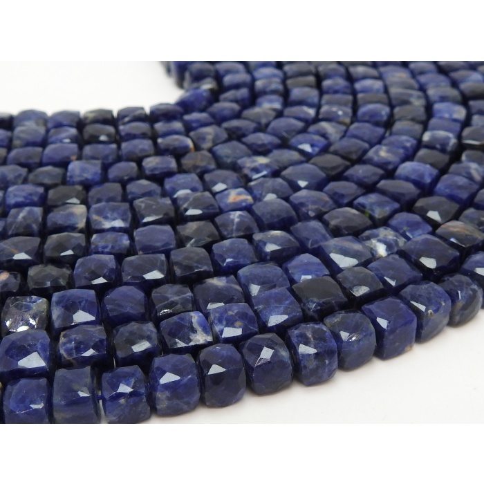 Natural Sodalite 9 Inch Strand Faceted Cube Box Shape Bead 7X8 MM Approx Wholesale Price New Arrival PME(CB1) | Save 33% - Rajasthan Living 10