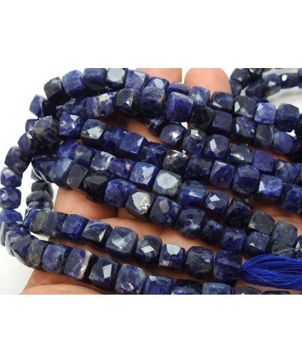 Natural Sodalite 9 Inch Strand Faceted Cube Box Shape Bead 7X8 MM Approx Wholesale Price New Arrival PME(CB1) | Save 33% - Rajasthan Living