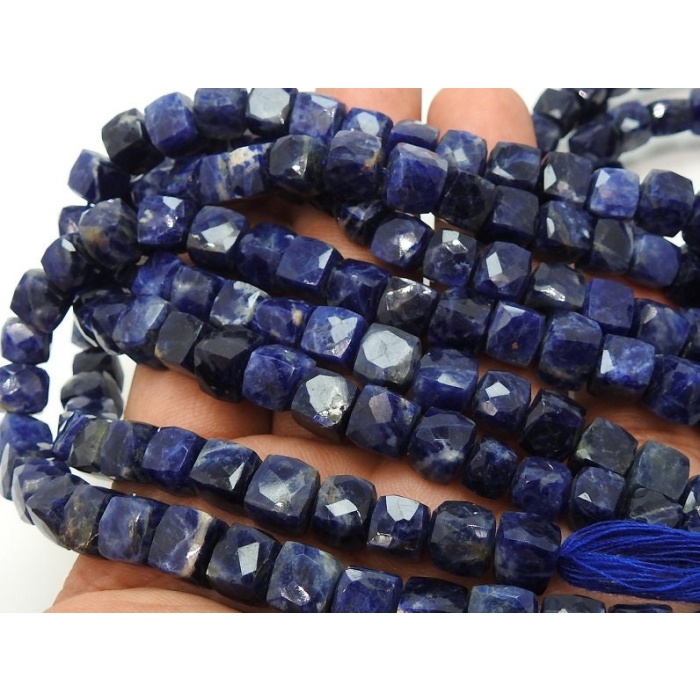 Natural Sodalite 9 Inch Strand Faceted Cube Box Shape Bead 7X8 MM Approx Wholesale Price New Arrival PME(CB1) | Save 33% - Rajasthan Living 5