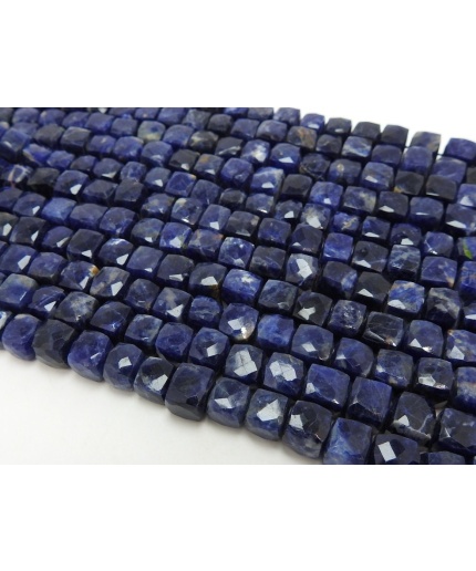 Natural Sodalite 9 Inch Strand Faceted Cube Box Shape Bead 7X8 MM Approx Wholesale Price New Arrival PME(CB1) | Save 33% - Rajasthan Living 3