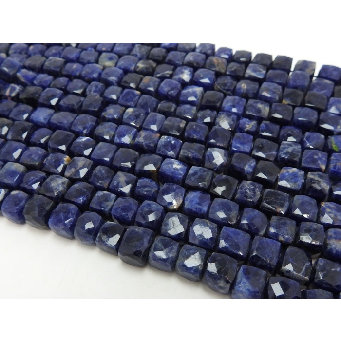 Natural Sodalite 9 Inch Strand Faceted Cube Box Shape Bead 7X8 MM Approx Wholesale Price New Arrival PME(CB1) | Save 33% - Rajasthan Living 6