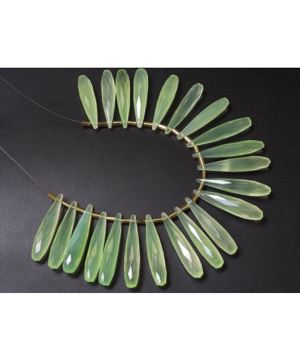 Prehnite Green Chalcedony Faceted Elongated Drop,Teardrop,Handmade,For Making Jewelry,Wholesaler,Supplies,35MM Long Approx PME-CY1 | Save 33% - Rajasthan Living 3