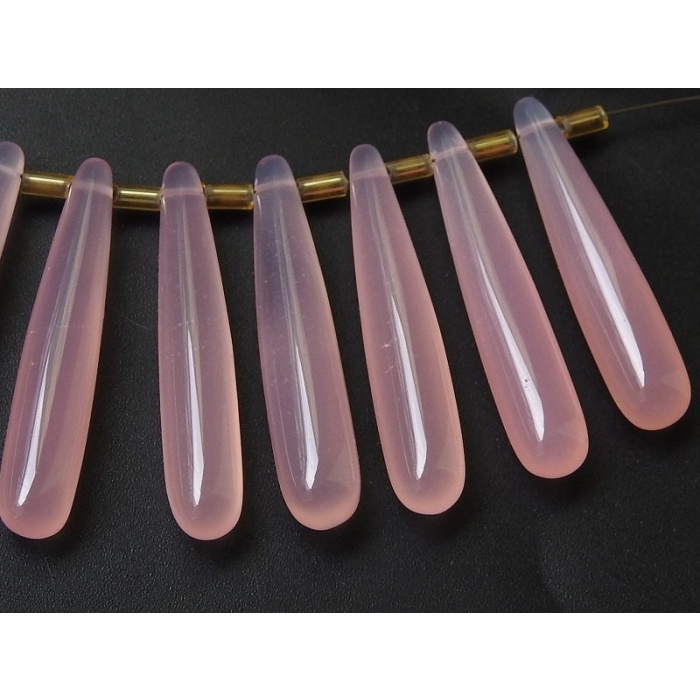 Rose Pink Chalcedony Smooth Elongated Drop,Teardrop,Loose Bead,Earring Pair,Wholesale Price,New Arrival 35MM Long Approx PME-CY1 | Save 33% - Rajasthan Living 5