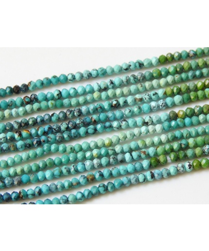 Arizona Turquoise Micro Faceted Roundel Beads,Multi Shaded,Loose Stone,Wholesaler,Supplies,13Inch 2MM Approx,100%Natural PME-B2 | Save 33% - Rajasthan Living 3