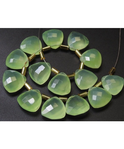 Prehnite Green Chalcedony Faceted Trillions,Triangle Shape Briolette,Teardrop,Drop,Loose Stone,Wholesaler,Supplies,12X12MM Pair,PME-CY1 | Save 33% - Rajasthan Living