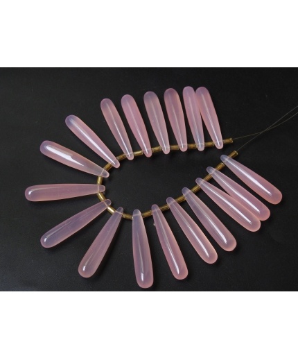 Rose Pink Chalcedony Smooth Elongated Drop,Teardrop,Loose Bead,Earring Pair,Wholesale Price,New Arrival 35MM Long Approx PME-CY1 | Save 33% - Rajasthan Living 3