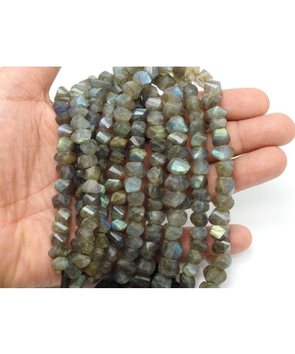 Labradorite Twisted Beads,Faceted,Roundel,Loose Stone,Multi Flashy Fire,10Inchs 10X10To7X7MM Approx,Wholesaler,Supplies,100%Natural B12 | Save 33% - Rajasthan Living 3