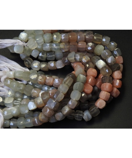 Moonstone Faceted Cubes,Box Shape Bead,Multi Shaded,Loose Stone,Cuboid, Wholesale Price New Arrival 8Inch Strand (pme)CB2 | Save 33% - Rajasthan Living 3