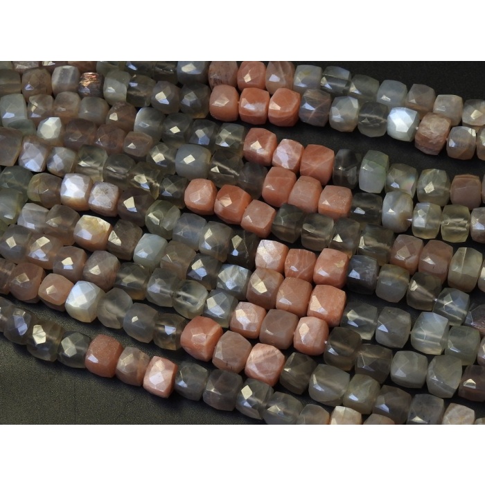 Moonstone Faceted Cubes,Box Shape Bead,Multi Shaded,Loose Stone,Cuboid, Wholesale Price New Arrival 8Inch Strand (pme)CB2 | Save 33% - Rajasthan Living 9