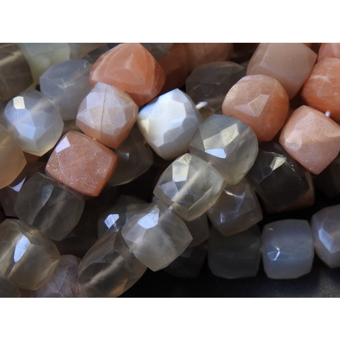 Moonstone Faceted Cubes,Box Shape Bead,Multi Shaded,Loose Stone,Cuboid, Wholesale Price New Arrival 8Inch Strand (pme)CB2 | Save 33% - Rajasthan Living 5