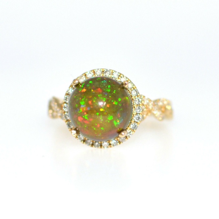 4.02 Carat Ethiopian Black Opal And Zircon Halo Ring In 14k Yellow Gold Plated ring | Save 33% - Rajasthan Living 5