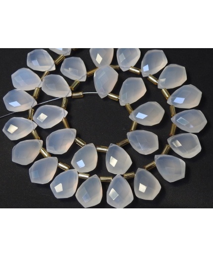 White Chalcedony Faceted Kite,Briolette,Teardrop,Earring Pairs,Loose Stone,For Making Jewelry,Wholesaler,New Arrival 14X10MM Approx PME-CY3 | Save 33% - Rajasthan Living