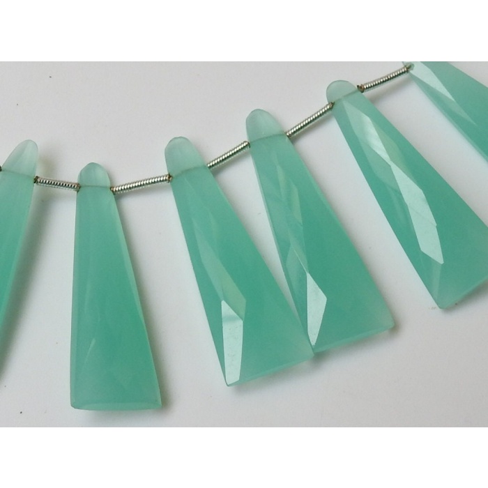 Aqua Blue Chalcedony Long Triangle,Trillion,Pyramid,Tapered Baguette,Briolette,Earrings Pair,Wholesaler,New Arrival 36X12MM Approx PME-CY3 | Save 33% - Rajasthan Living 6