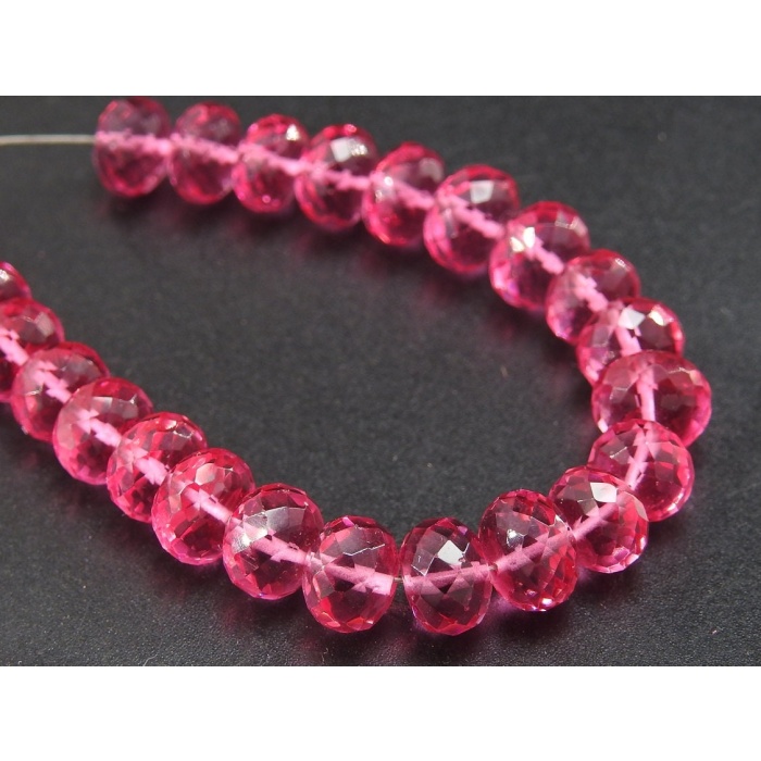 Rubilite Pink Quartz Faceted Roundel Beads,Hydro,Glass,Handmade,4Inchs Strand 7X8MM Approx,Wholesale Price,New Arrival (pme) | Save 33% - Rajasthan Living 8