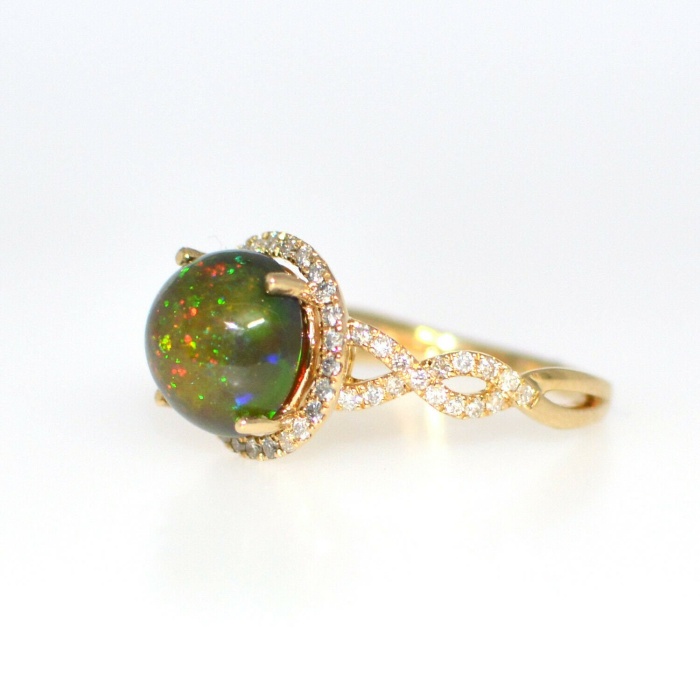 4.02 Carat Ethiopian Black Opal And Zircon Halo Ring In 14k Yellow Gold Plated ring | Save 33% - Rajasthan Living 7