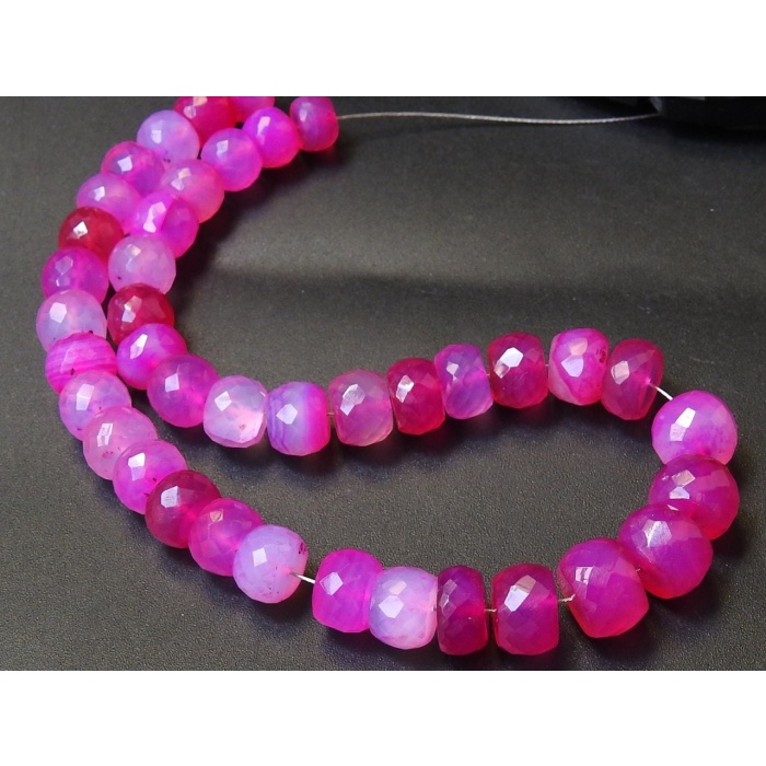 Rubilite Hot Pink Chalcedony Roundel Beads,Faceted,Loose Stone,Shaded,For Making Jewelry,Wholesaler,Supplies 8Inchs 7To8MM Approx (pme)CY1 | Save 33% - Rajasthan Living 8