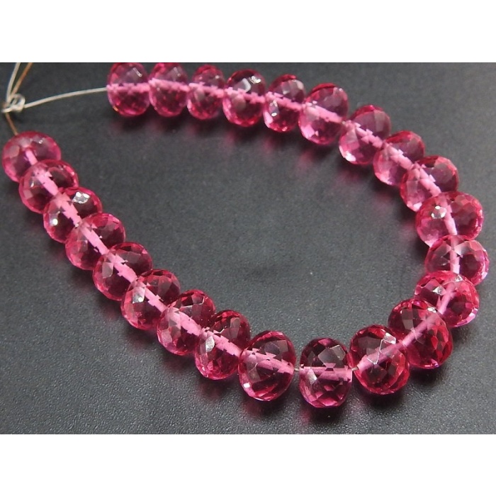 Rubilite Pink Quartz Faceted Roundel Beads,Hydro,Glass,Handmade,4Inchs Strand 7X8MM Approx,Wholesale Price,New Arrival (pme) | Save 33% - Rajasthan Living 5