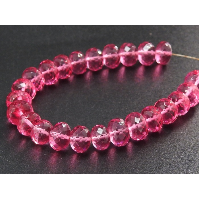 Rubilite Pink Quartz Faceted Roundel Beads,Hydro,Glass,Handmade,4Inchs Strand 7X8MM Approx,Wholesale Price,New Arrival (pme) | Save 33% - Rajasthan Living 7