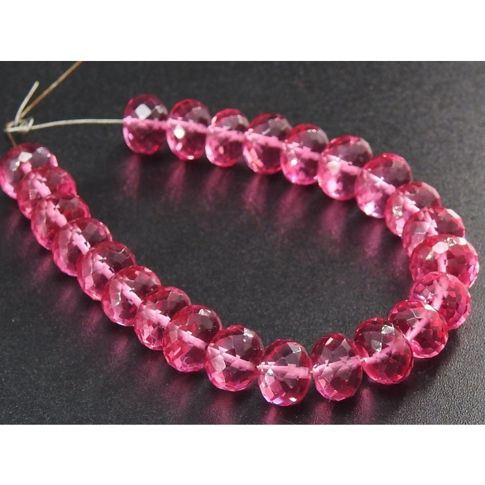 Rubilite Pink Quartz Faceted Roundel Beads,Hydro,Glass,Handmade,4Inchs Strand 7X8MM Approx,Wholesale Price,New Arrival (pme) | Save 33% - Rajasthan Living 6