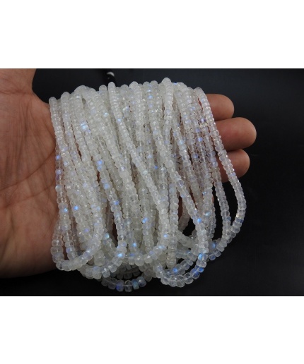 White Rainbow Moonstone Roundel Bead,Faceted,Blue Flashy Fire,Loose Stone,For Jewelry Makers 15Inch 3To5MM Approx 100%Natural Pme-B12 | Save 33% - Rajasthan Living