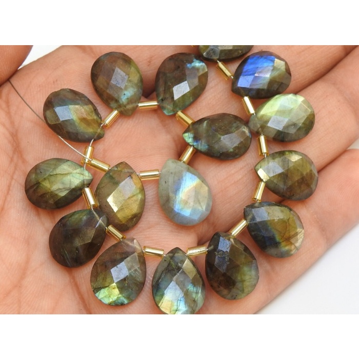 14X10 MM Pair Natural Labradorite Multi Flashy Color Faceted Teardrop Wholesale Price New Arrival (PME-CY3 | Save 33% - Rajasthan Living 10