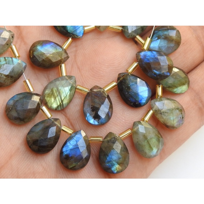 14X10 MM Pair Natural Labradorite Multi Flashy Color Faceted Teardrop Wholesale Price New Arrival (PME-CY3 | Save 33% - Rajasthan Living 5