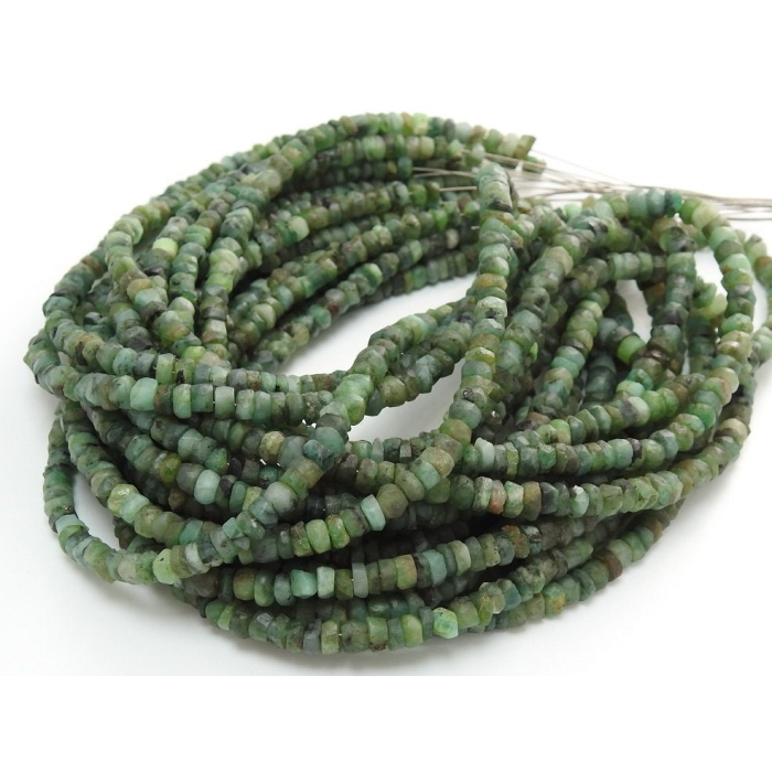 Natural Emerald Smooth Roundel Beads/Matte Polished/Handmade/Loose Stone/16Inch 4MM Approx/Wholesale Price/New Arrival PME(B12) | Save 33% - Rajasthan Living 6