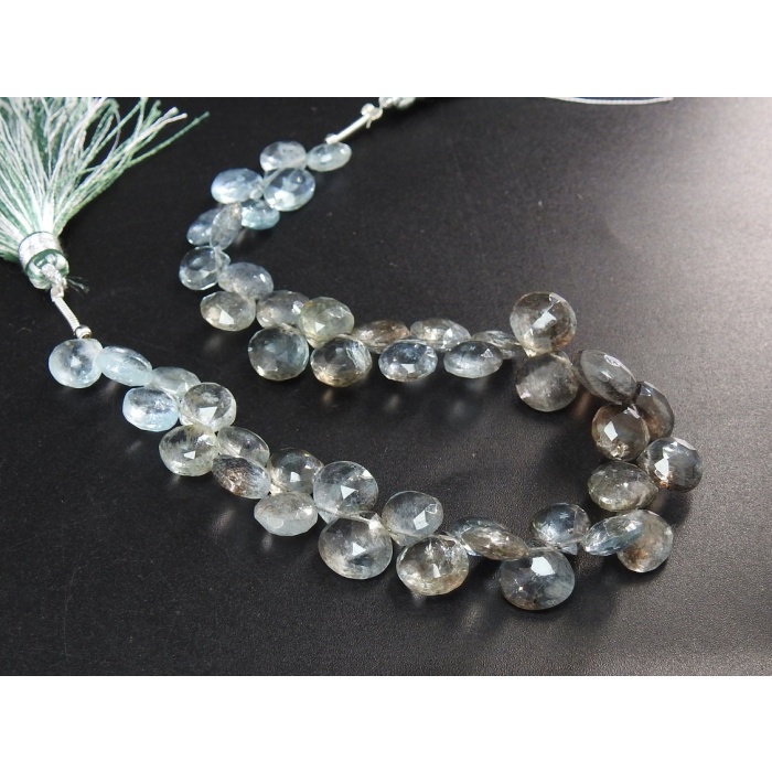 8 Inch Strand Natural Moss Aquamarine Multi Shaded Faceted Heart Shape Teardrops 9X9 To 7X7 MM Approx Wholesale Price New Arrival BB(BR4) | Save 33% - Rajasthan Living 6