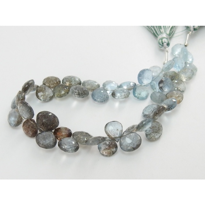 8 Inch Strand Natural Moss Aquamarine Multi Shaded Faceted Heart Shape Teardrops 6X6 To 5X5 MM Approx Wholesale Price New Arrival BB(BR4) | Save 33% - Rajasthan Living 10