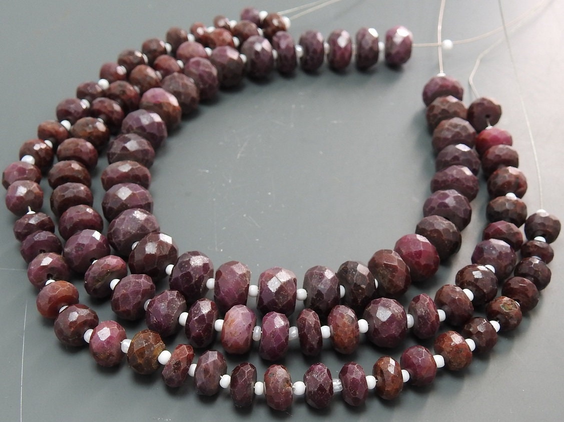 Shop 8Inch Strand,Natural Ruby Faceted Roundel Bead,Handmade,Loose