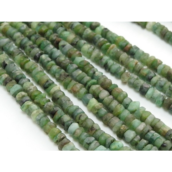 Natural Emerald Smooth Roundel Beads/Matte Polished/Handmade/Loose Stone/16Inch 4MM Approx/Wholesale Price/New Arrival PME(B12) | Save 33% - Rajasthan Living 7